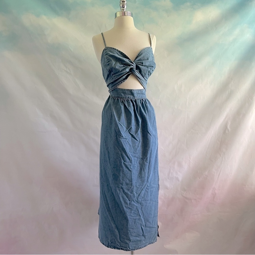 NWOT SHEIN Curve Denim Midi Cut Out Dress 3X